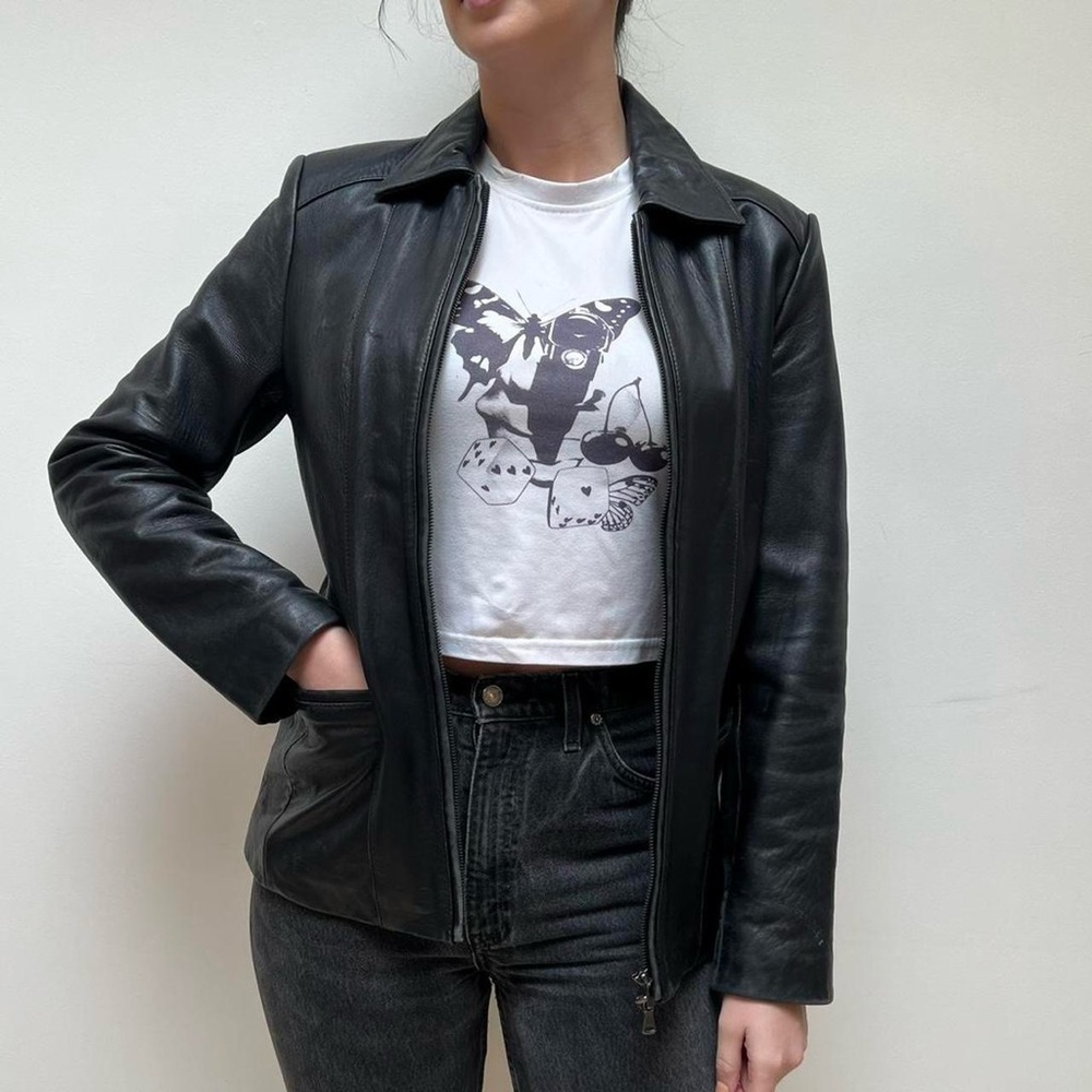 lamb skin vintage leather moto jacket